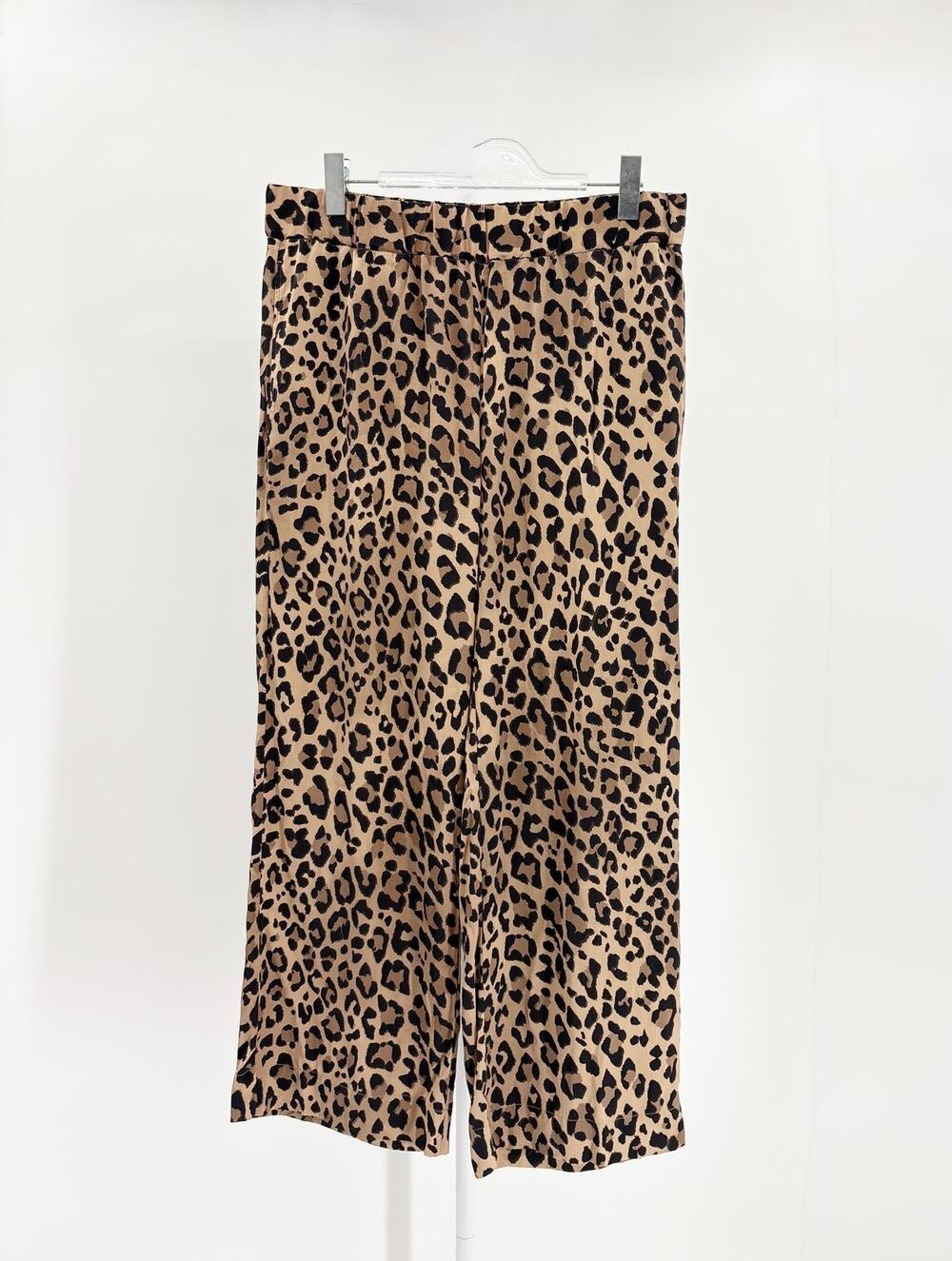 AYR The Voila Leopard Brown High Rise Wide Leg Tailored Pants XL Extra Large